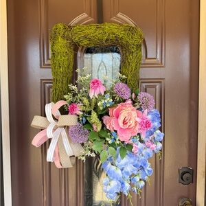 Floral Wreath with Pink and Blue